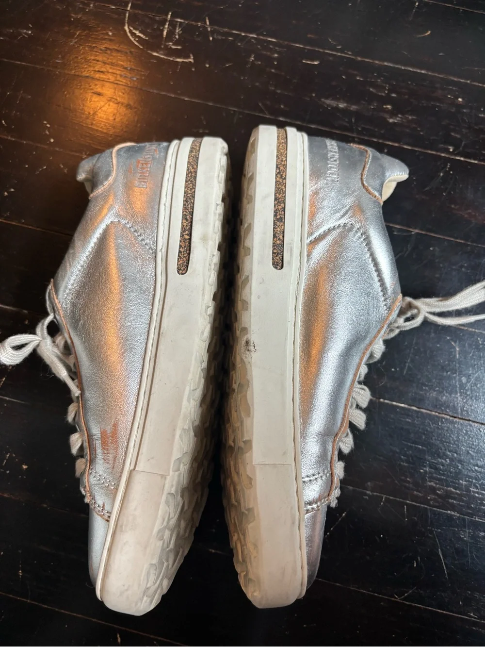 Birkenstock Women's Metallic Silver Casual Lace-Up Sneakers